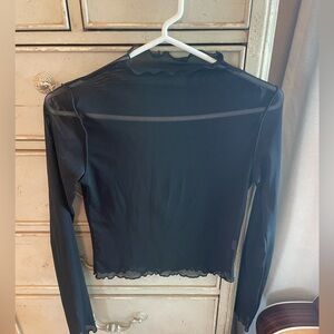 Black mesh long sleeve top